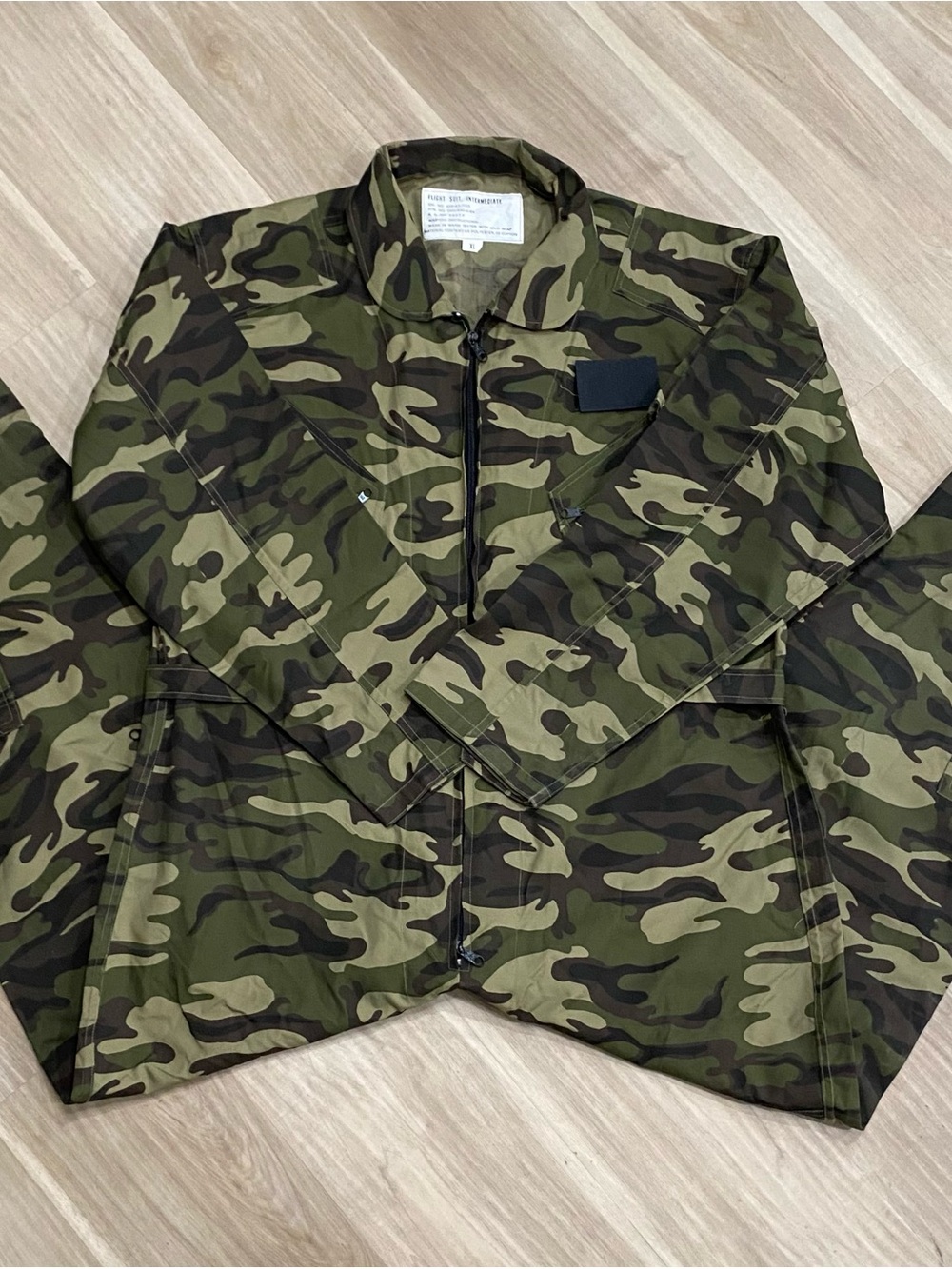 Flight Suit Mens XL Camo Woodland Jumpsuit Coveralls Military Style Intermediate